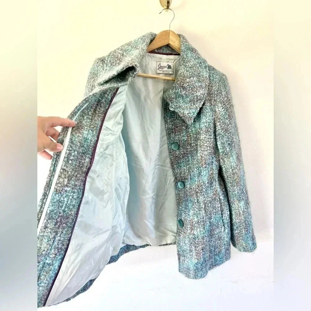 Donegal Design Irish Mohair‎ & Wool Blue Multicolor Button Front Jacket Sz Small - Picture 5 of 14